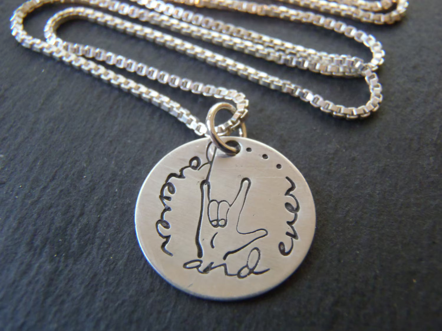 asl I love you sterling silver necklace - drake designs jewelry