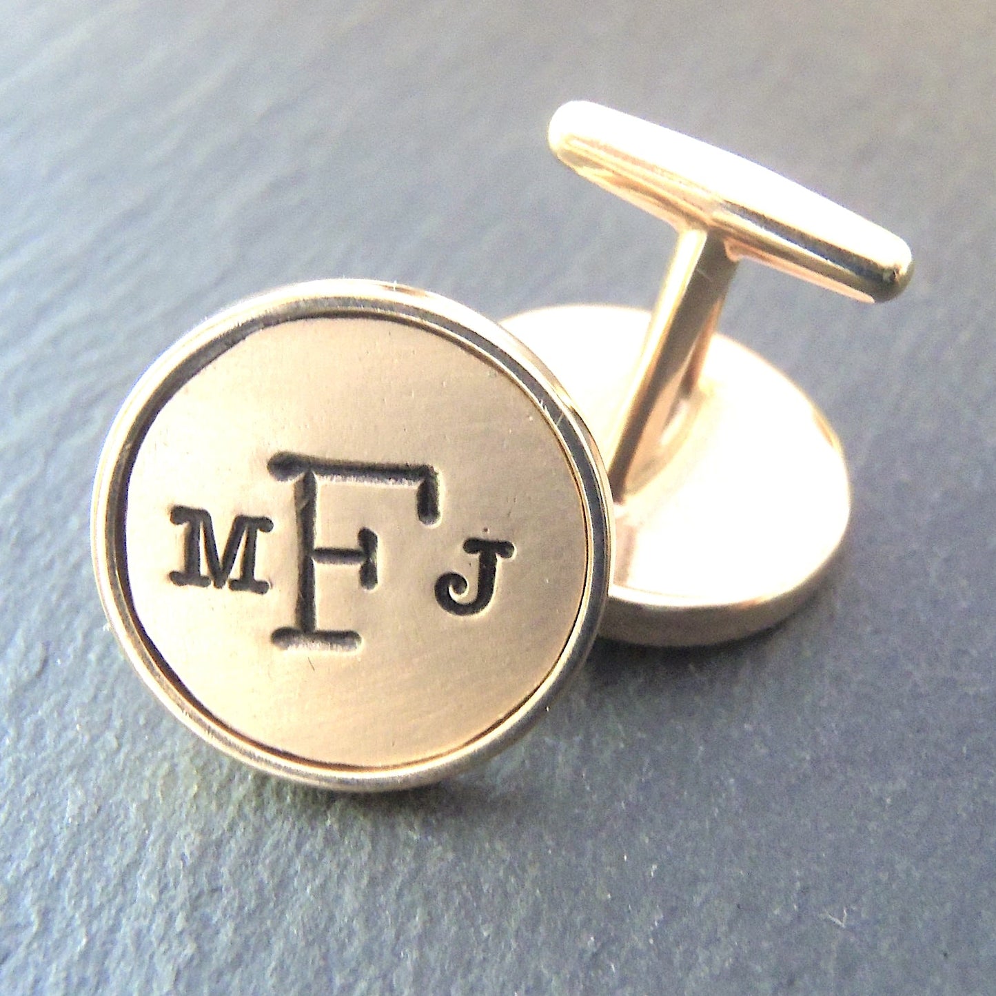 solid bronze personalized mongram cufflinks - bronze anniversary gift for him - traditional eighth anniversary - drake designs jewelry