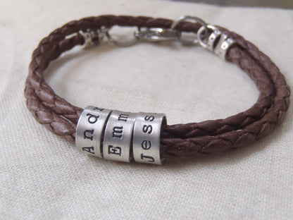 first anniversary cotton gift - personalized cotton bracelet with sterling silver personalized charms - vegan bracelet - drake designs jewelry
