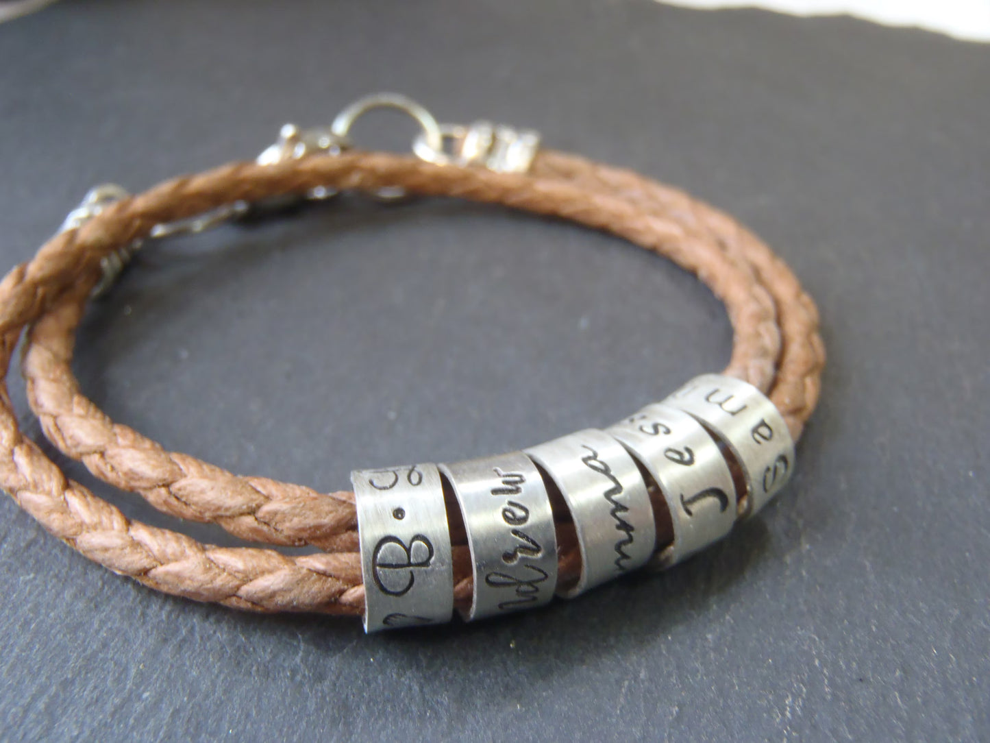 first anniversary cotton gift - personalized cotton bracelet with sterling silver personalized charms - vegan bracelet - drake designs jewelry