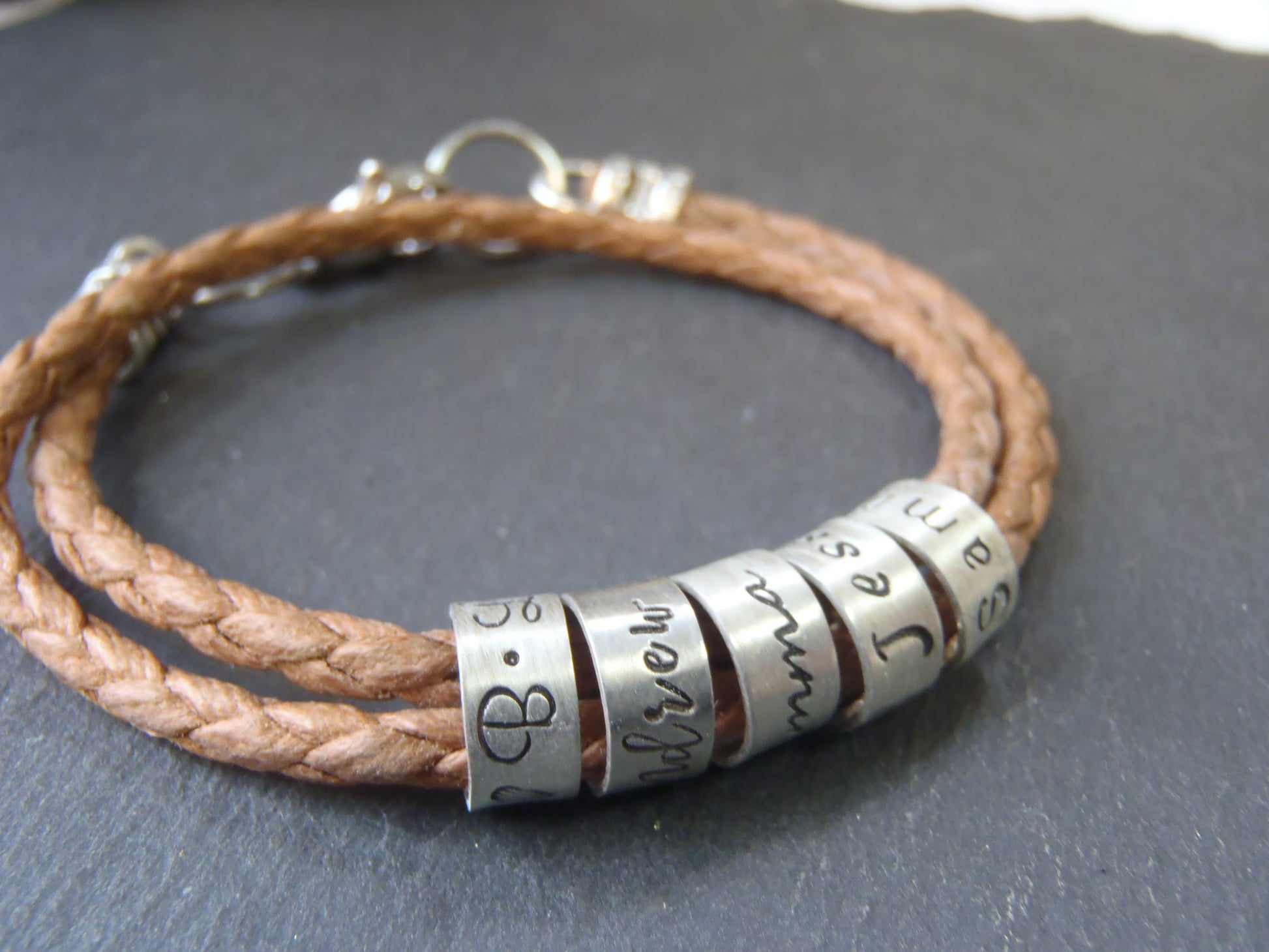 first anniversary cotton gift - personalized cotton bracelet with sterling silver personalized charms - vegan bracelet - drake designs jewelry