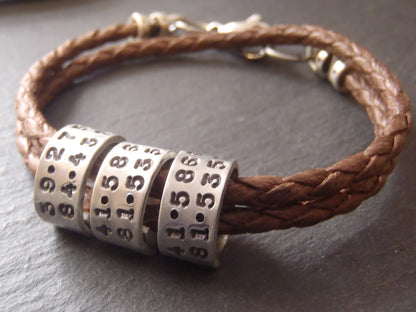Cotton Anniversary Bracelet Personalized with Custom Coordinates | Traditional 1st Anniversary Cotton Gift - drake designs jewelry