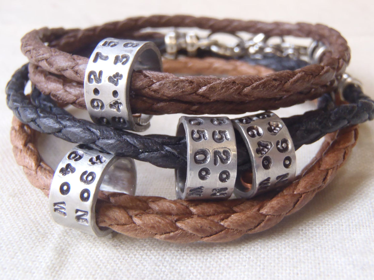 Cotton Anniversary Bracelet Personalized with Custom Coordinates | Traditional 1st Anniversary Cotton Gift - drake designs jewelry