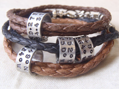Cotton Anniversary Bracelet Personalized with Custom Coordinates | Traditional 1st Anniversary Cotton Gift - drake designs jewelry