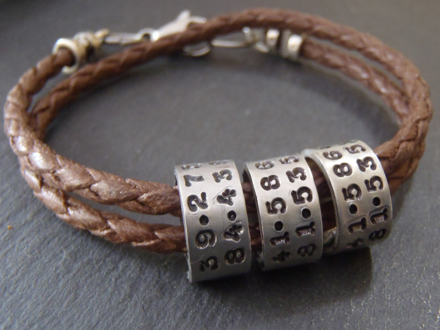 Cotton Anniversary Bracelet Personalized with Custom Coordinates | Traditional 1st Anniversary Cotton Gift - drake designs jewelry