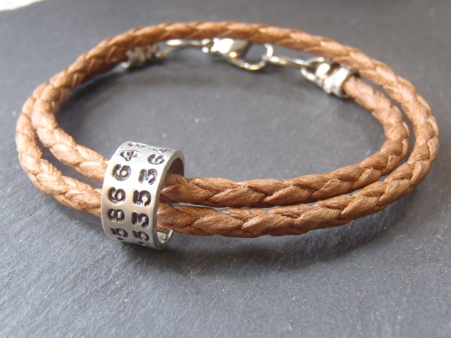 Cotton Anniversary Bracelet Personalized with Custom Coordinates | Traditional 1st Anniversary Gift - drake designs jewelry