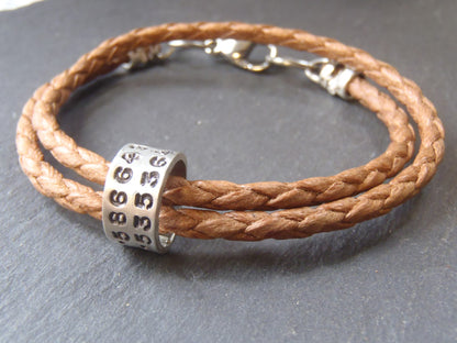 Cotton Anniversary Bracelet Personalized with Custom Coordinates | Traditional 1st Anniversary Gift - drake designs jewelry