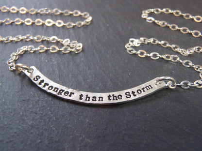 Curved Bar Necklace Sterling Silver with option for DOUBLE SIDED Custom Text