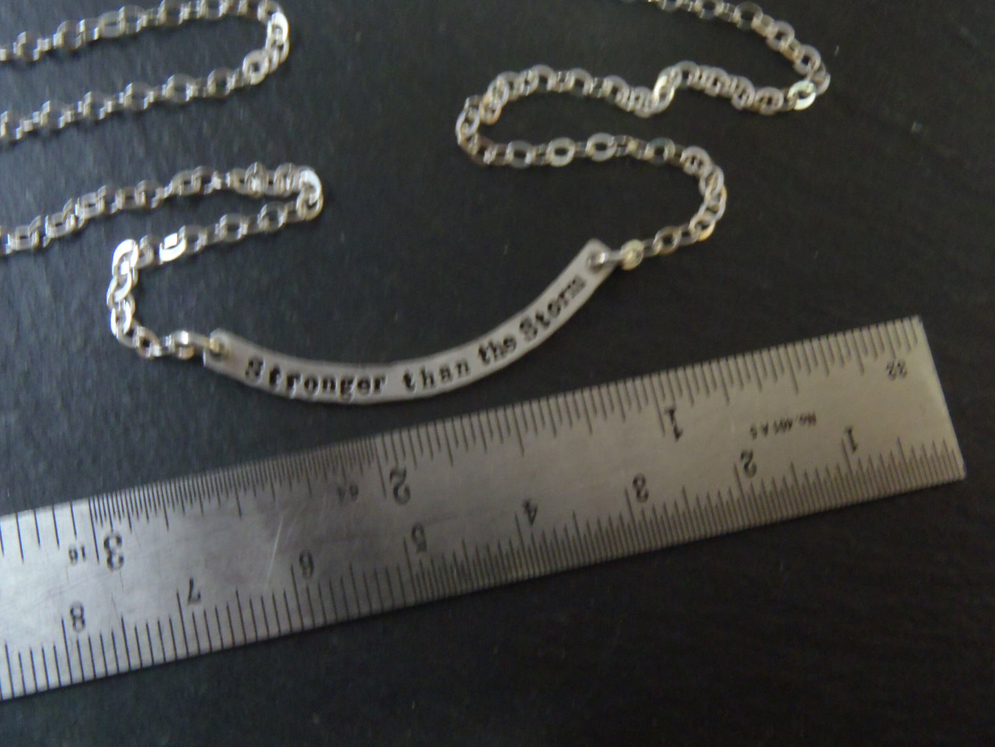 Curved Bar Necklace Sterling Silver with option for DOUBLE SIDED Custom Text