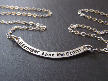Curved Bar Necklace Sterling Silver with option for DOUBLE SIDED Custom Text