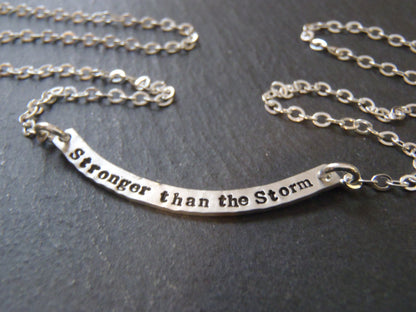 Curved Bar Necklace Sterling Silver with option for DOUBLE SIDED Custom Text