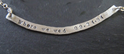 Personalized Curved Bar Necklace Sterling Silver with option for DOUBLE SIDED Custom Text