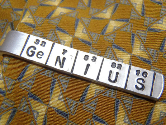 chemistry periodic table genius tie clip - mens gift for scientist - drake designs jewelry