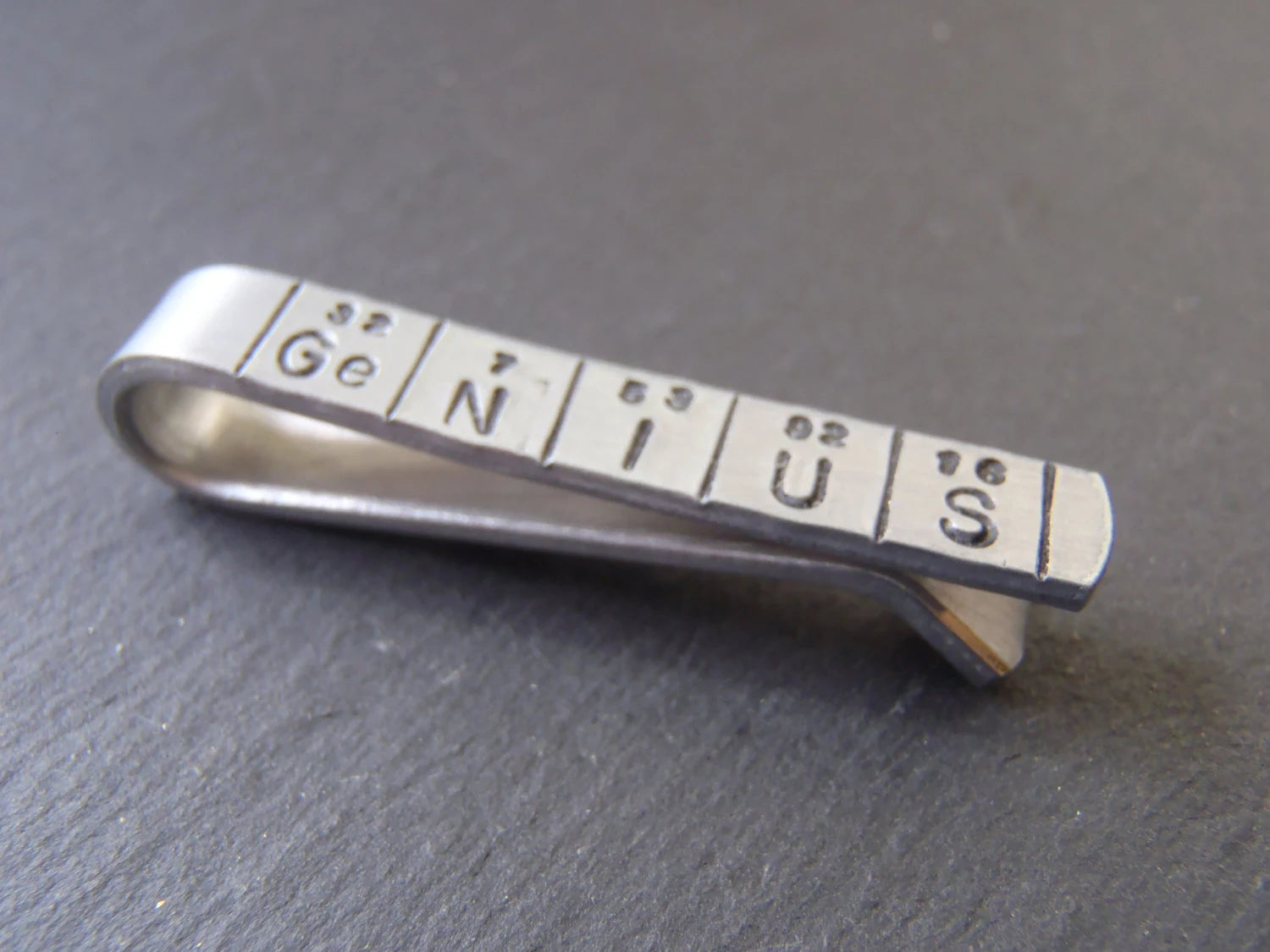chemistry periodic table genius tie clip - mens gift for scientist - drake designs jewelry