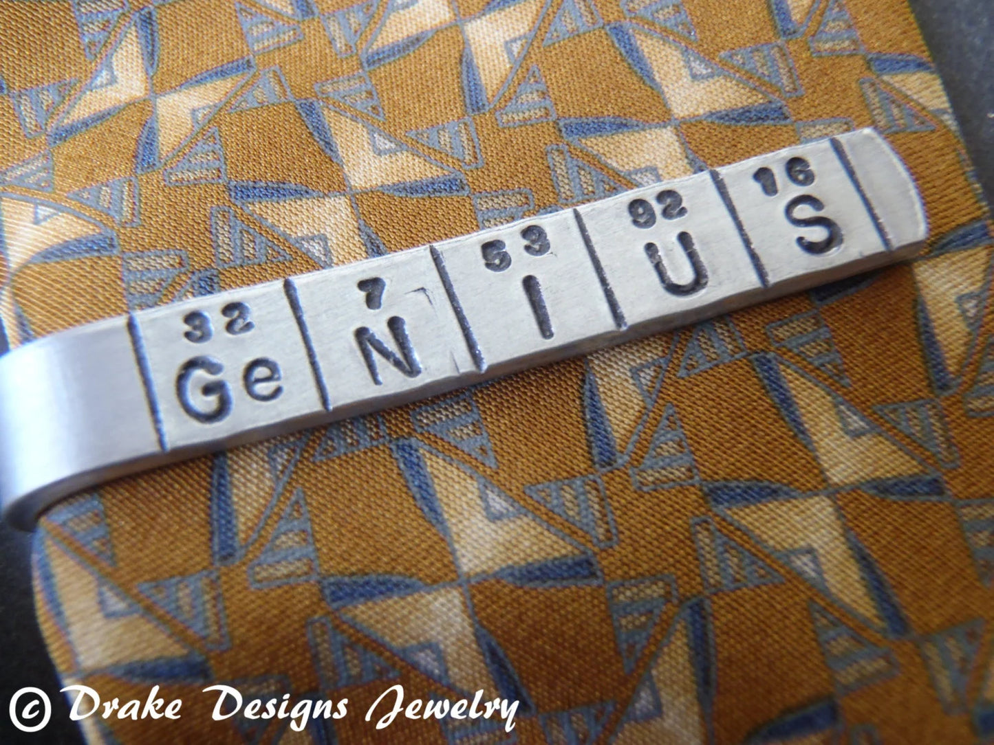 chemistry periodic table genius tie clip - mens gift for scientist - drake designs jewelry