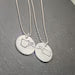 Personalized Compass, Sterling Silver Necklace with Coordinates. Raised Edge Border Pendant