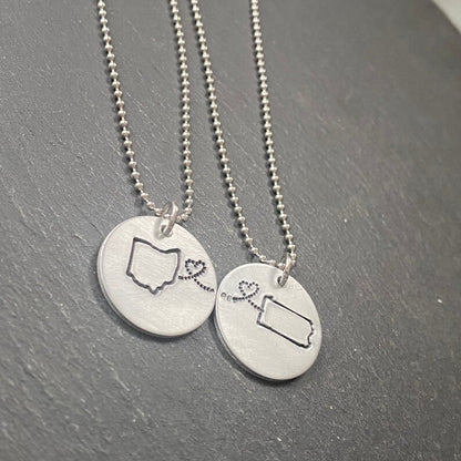 state to state necklace set silver friendship gift - drake designs jewelry