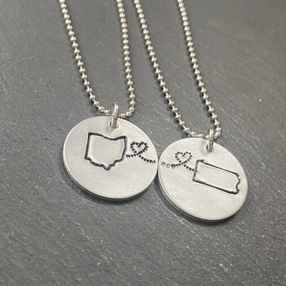 state to state necklace set silver friendship gift - drake designs jewelry