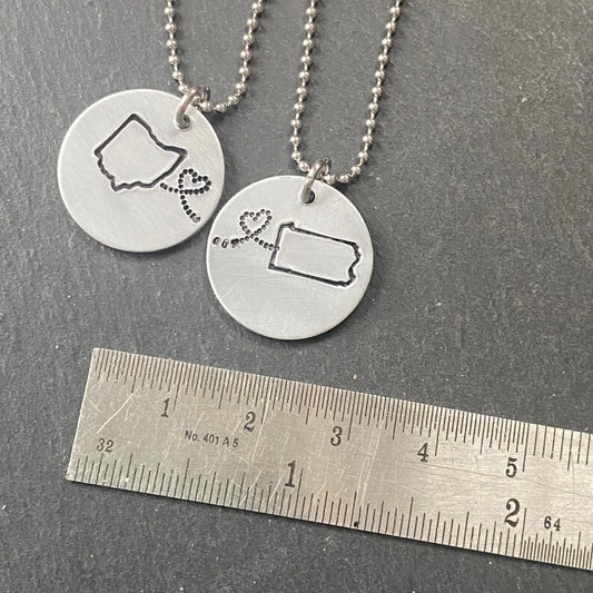 state to state necklace set silver friendship gift - drake designs jewelry