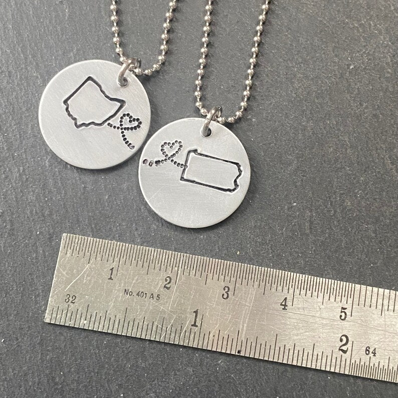 state to state necklace set silver friendship gift - drake designs jewelry