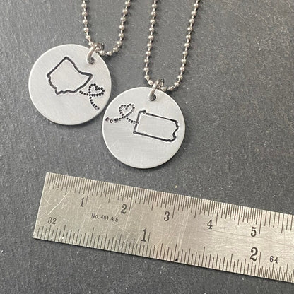 state to state necklace set silver friendship gift - drake designs jewelry