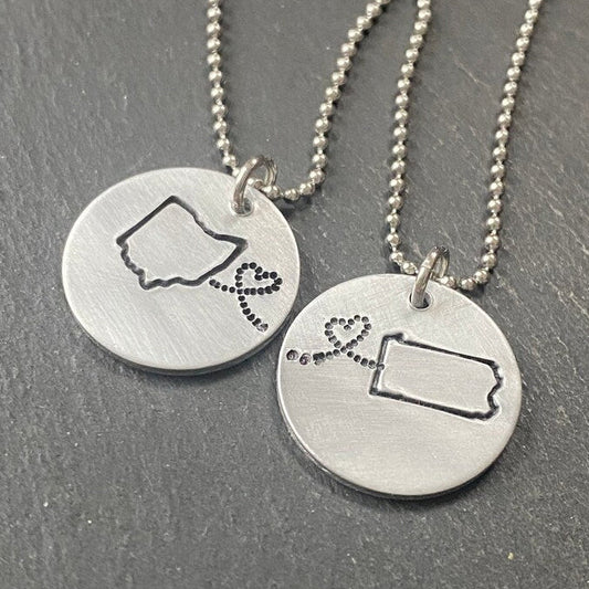 state to state necklace set silver friendship gift - drake designs jewelry