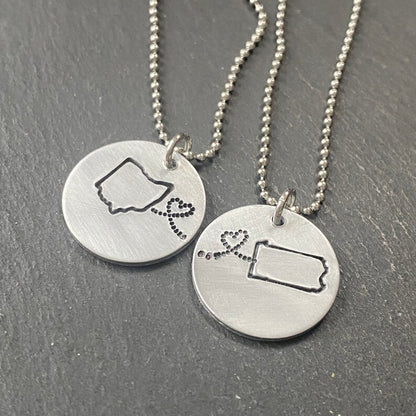 state to state necklace set silver friendship gift - drake designs jewelry