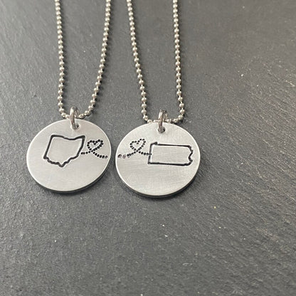 state to state necklace set silver friendship gift - drake designs jewelry
