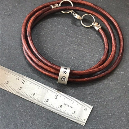 Personalized Leather Bracelet with Pet Name Charms