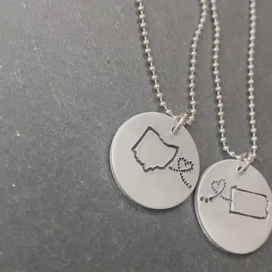 state to state necklace set silver friendship gift - drake designs jewelry