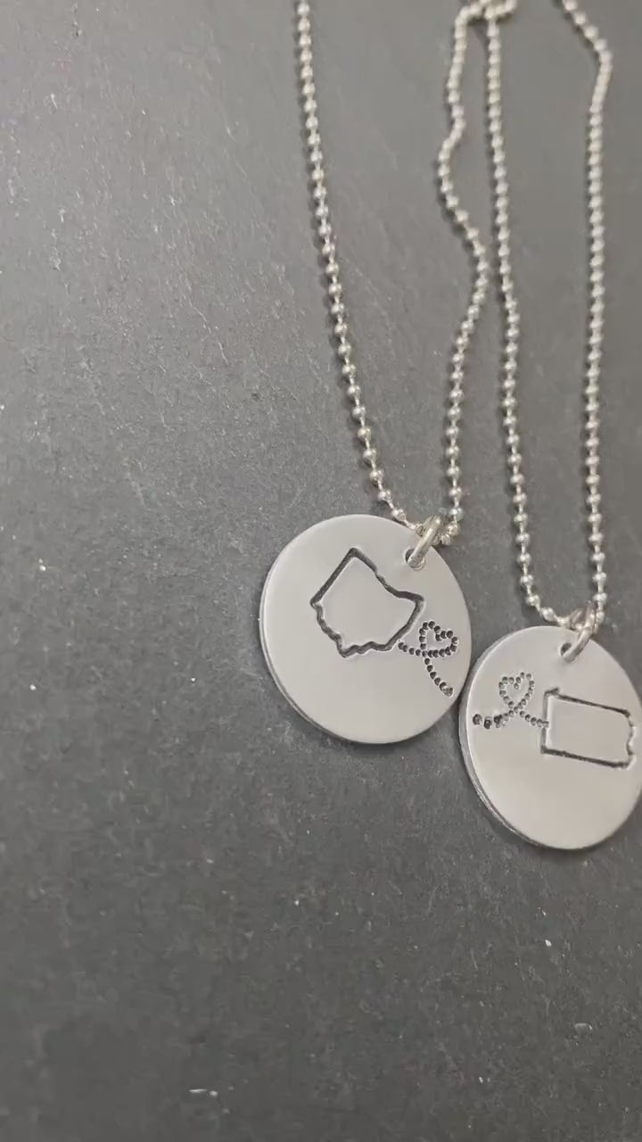 state to state necklace set silver friendship gift - drake designs jewelry