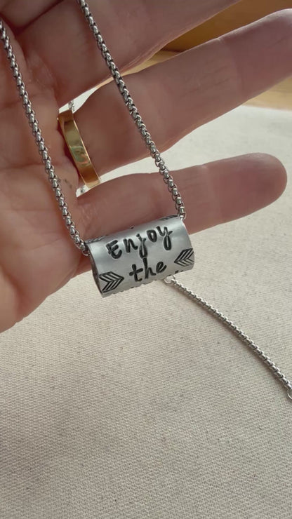 Enjoy the Journey Necklace with Compass - Mindfulness Mantra