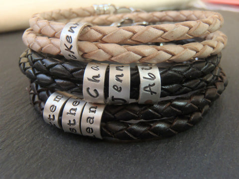 Women's Leather Bracelet with Names