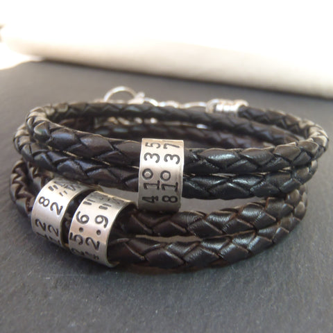 Coordinates Bracelet for men or women latitude longitude GPS jewelry - Drake Designs Jewelry