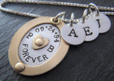 Children's initial mom necklace with meaning personalized mixed metals - Drake Designs Jewelry