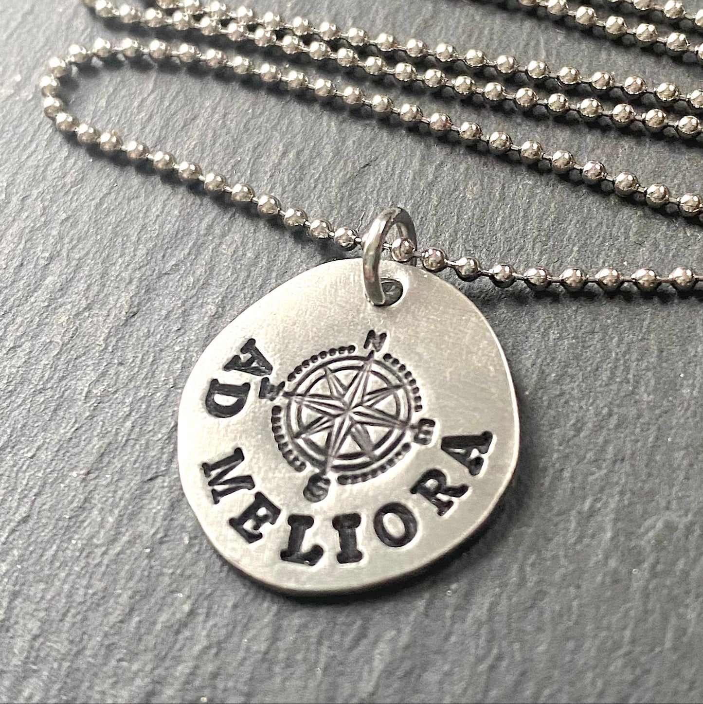 ad meliora latin phrase necklace towards better things inspirational jewelry - drake designs jewelry