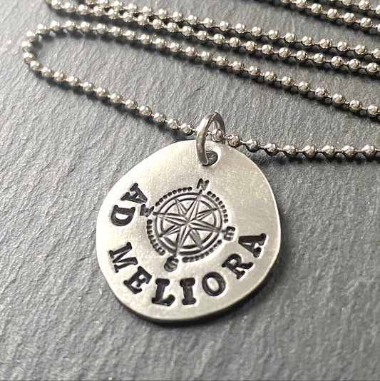 ad meliora latin phrase necklace towards better things inspirational jewelry - drake designs jewelry