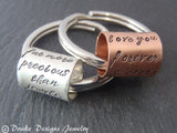 Sterling silver or copper personalized quote or names Custom text keychain - Drake Designs Jewelry