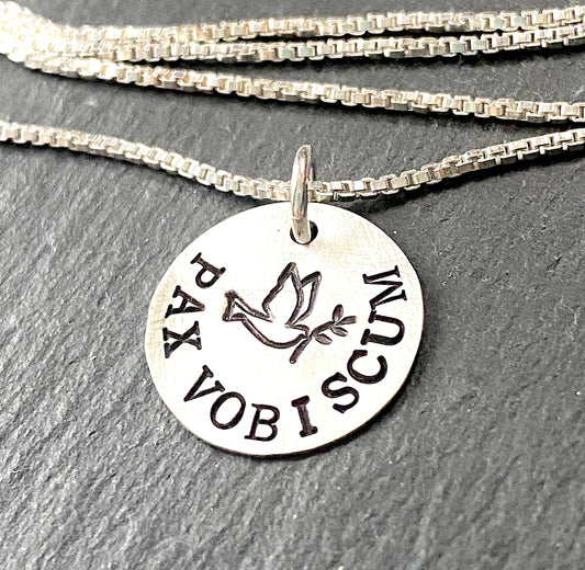 Pax vobiscum peace dove necklace. drake designs jewelry