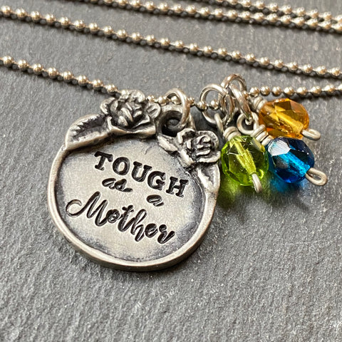 tough as a mother necklace with kids birthstones floral drake designs jewelry