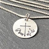 sterling silver grateful necklace with cross hand stamped Christian jewelry - Drake Designs Jewelry