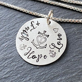 Faith hope love camargue necklace sterling silver. drake designs jewelry