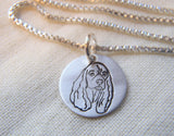 Cocker Spaniel necklace in sterling silver.  Cocker Spaniel gift jewelry.  Drake Designs Jewelry