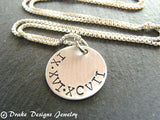 sterling silver Roman Numeral Necklace personalized anniversary gift for her - Drake Designs Jewelry