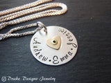 sterling silver mom necklace with kids names sterling silver with heart - Drake Designs Jewelry