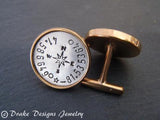 personalized Cufflinks with compass and custom latitude longitude coordinates for men - Drake Designs Jewelry