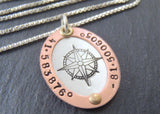 GPS Coordinates necklace rose gold and silver latitude longitude jewelry - Drake Designs Jewelry