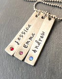 personalized bar necklace with names and birthstones. mom necklace with kids names - drake designs jewelry