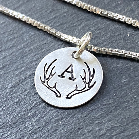 sterling silver personalized antler necklace - drake designs jewelry