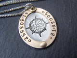 Gold and silver personalized compass necklace with coordinates - Drake Designs Jewelry